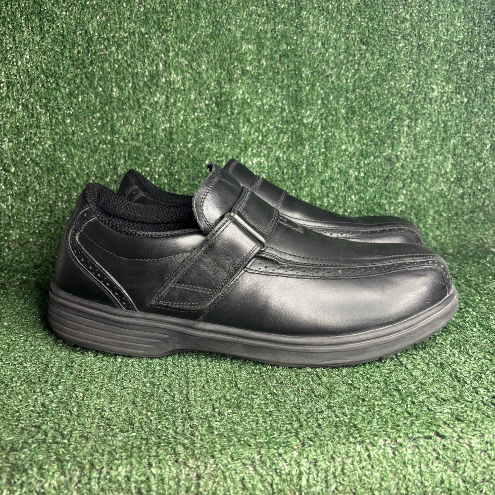 Orthofeet Hook Loop Orthopedic Leather Walking Shoes Black Mens 13 4E Extra Wide